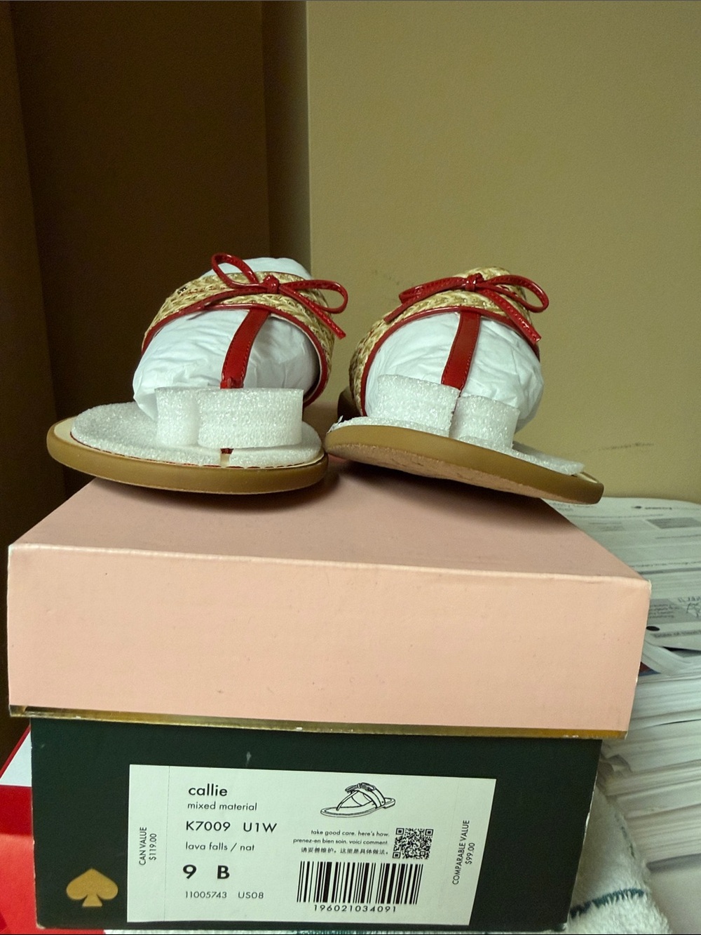 Kate Spade Red and Natural Women's Sandals